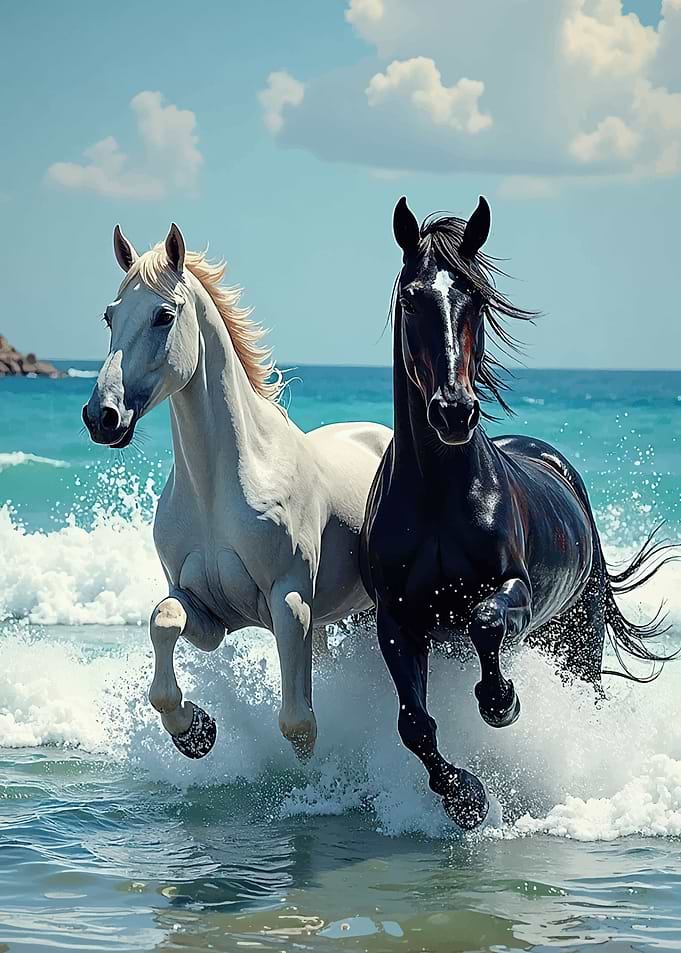 Horses Running in the Ocean