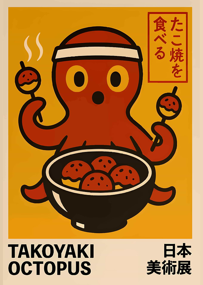 Takoyaki Octopus Japanese Art Poster