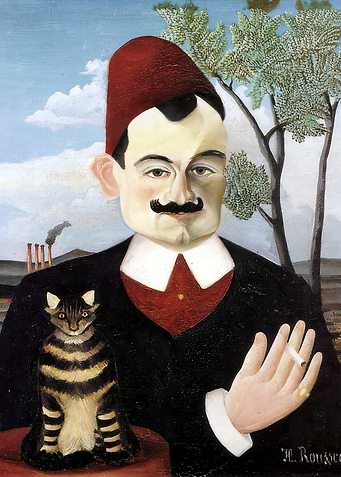 Portrait of a Man with Cat, henri rousseau painting
