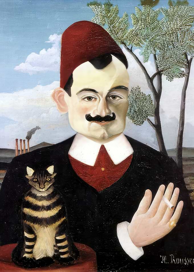Portrait of a Man with Cat, henri rousseau painting