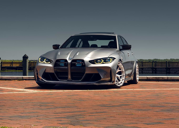 Silver BMW M3 on Brick Surface