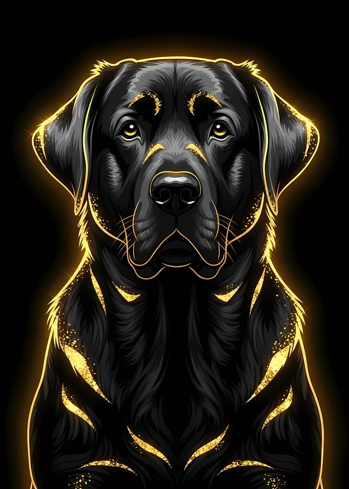 Black Labrador with Golden Highlights