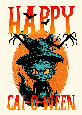Happy Cat-O-Ween Halloween Illustration
