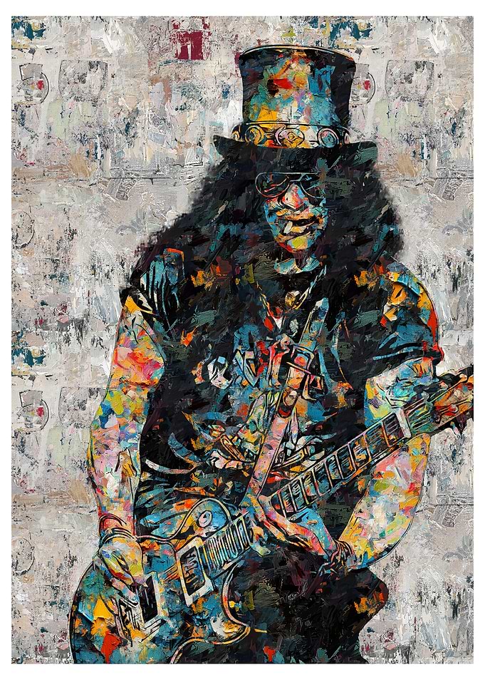 Slash Guitarist Colorful Painting
