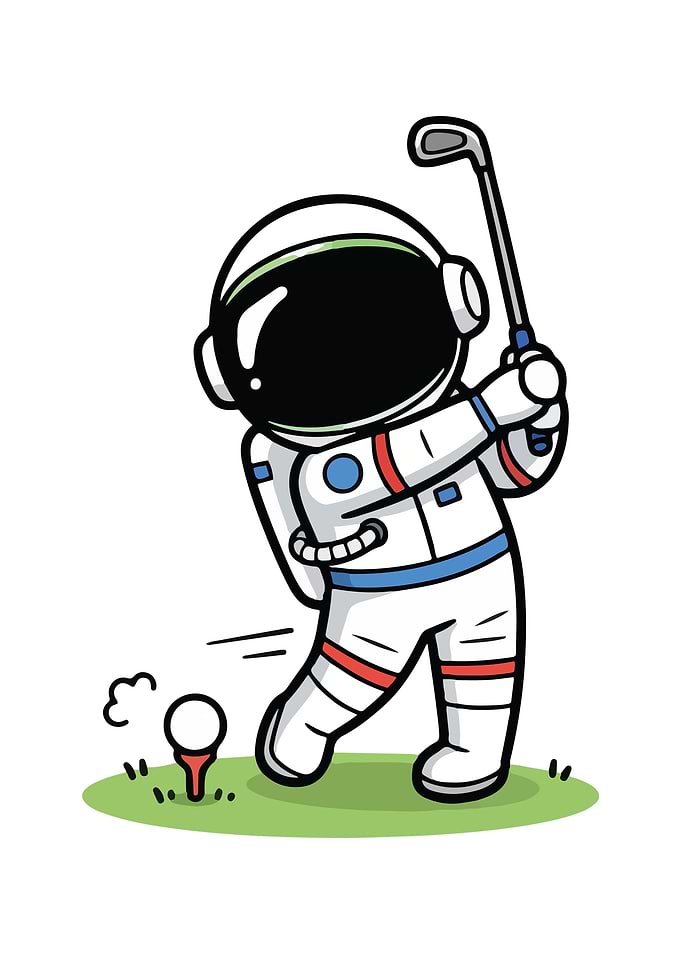 Astronaut Golfing Player