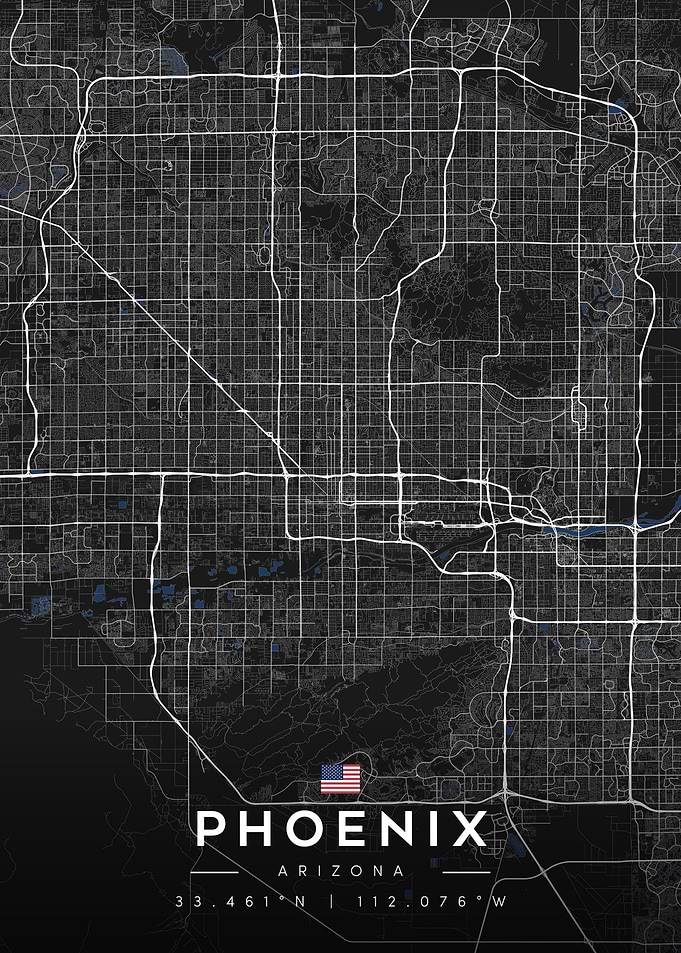 Phoenix Arizona City Map Art