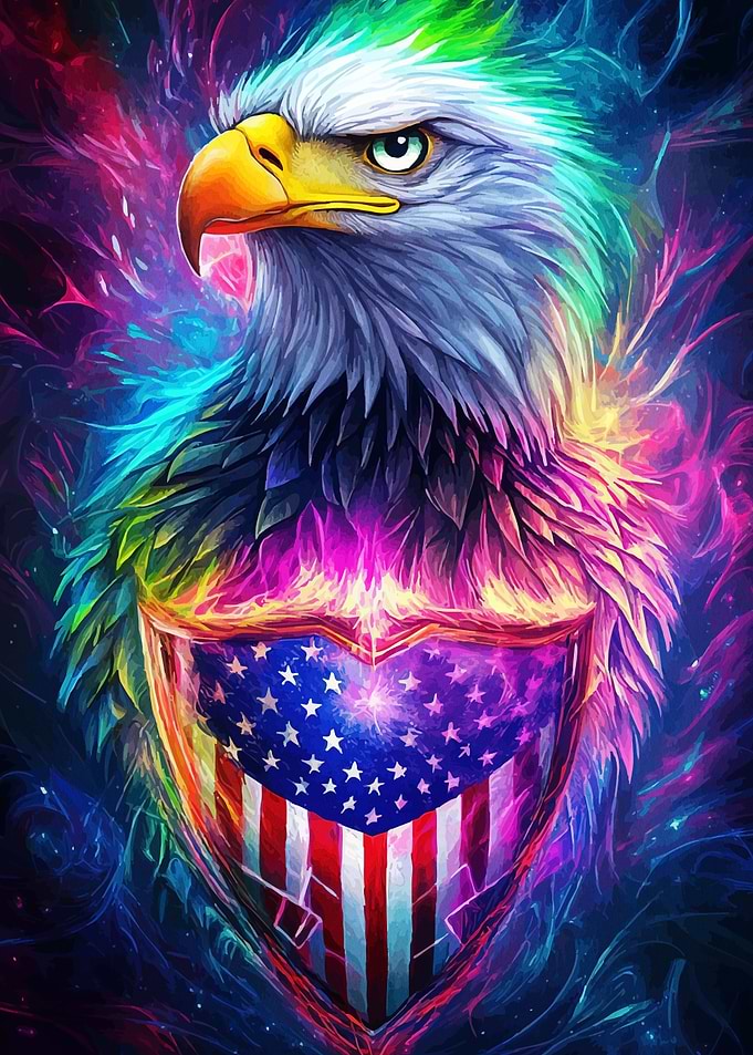 Patriotic Eagle American Flag Shield