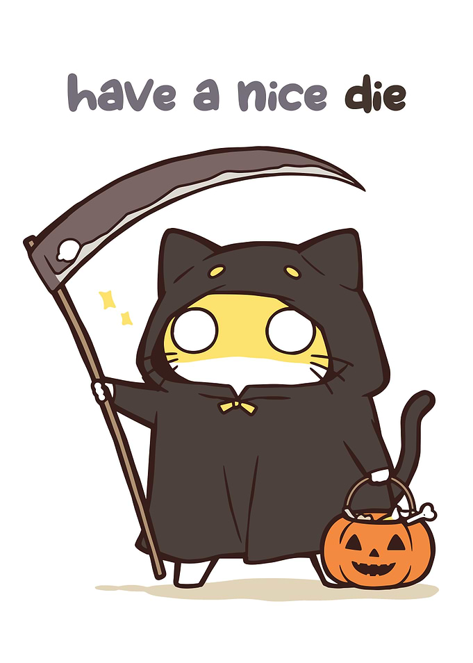 Cute Grim Reaper Cat Halloween
