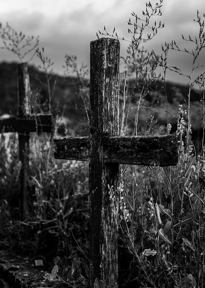 Black and White Cemetery Crosses