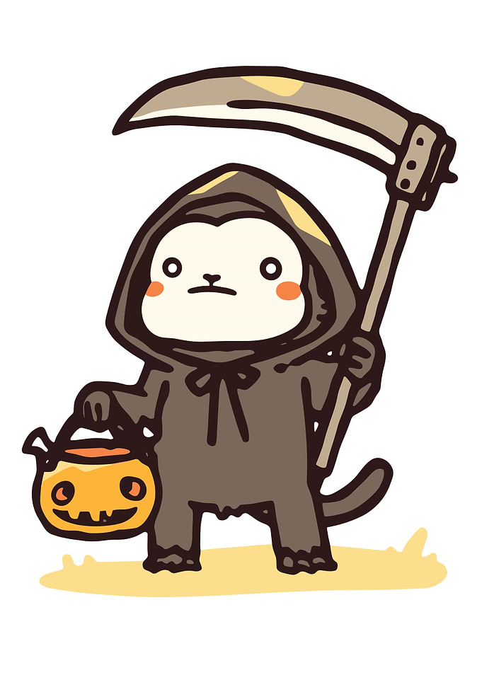 Cute Grim Reaper Cartoon Illustration
