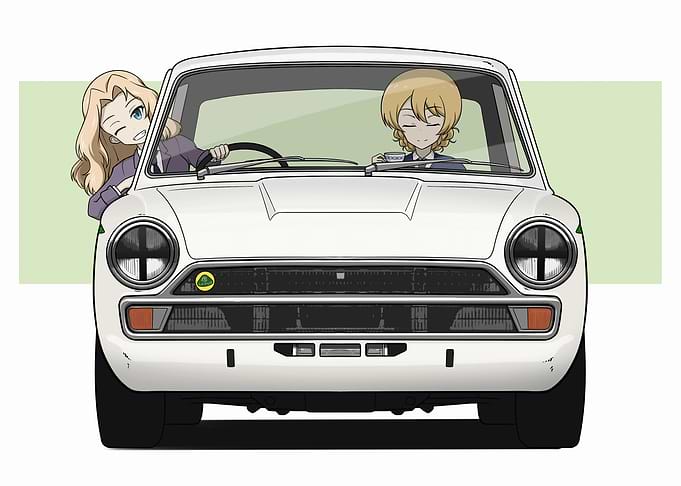 Anime Girls in a White Lotus Car