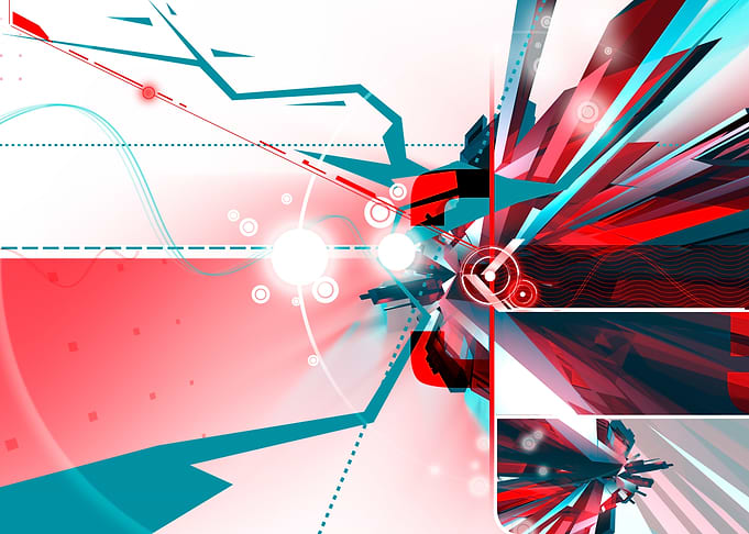 Abstract Red and Teal Geometric Design