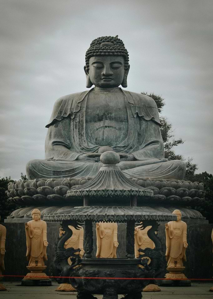 Giant Buddha Statue in a Garden