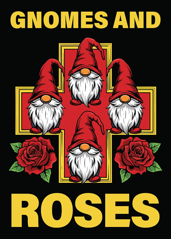 Gnomes and Roses Graphic Art