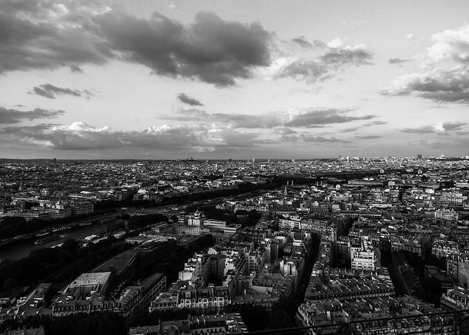 Paris cityscape in black and white