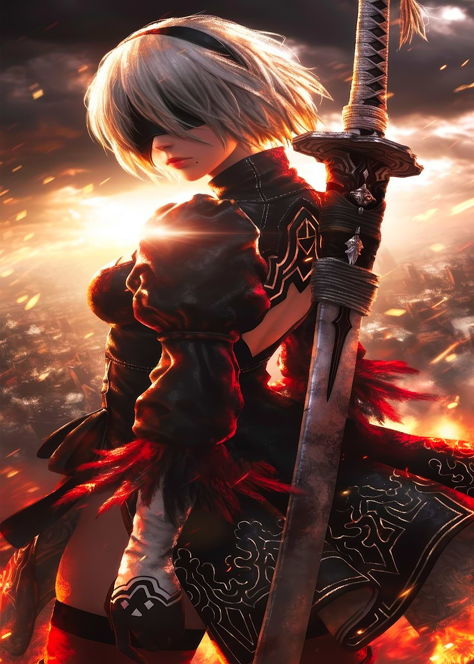 2B Nier Automata Digital Art