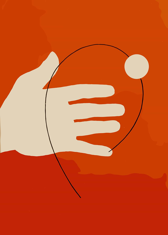 Hand and Circle Abstract Art