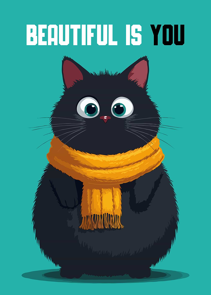 Beautiful Cat with Scarf Illustration