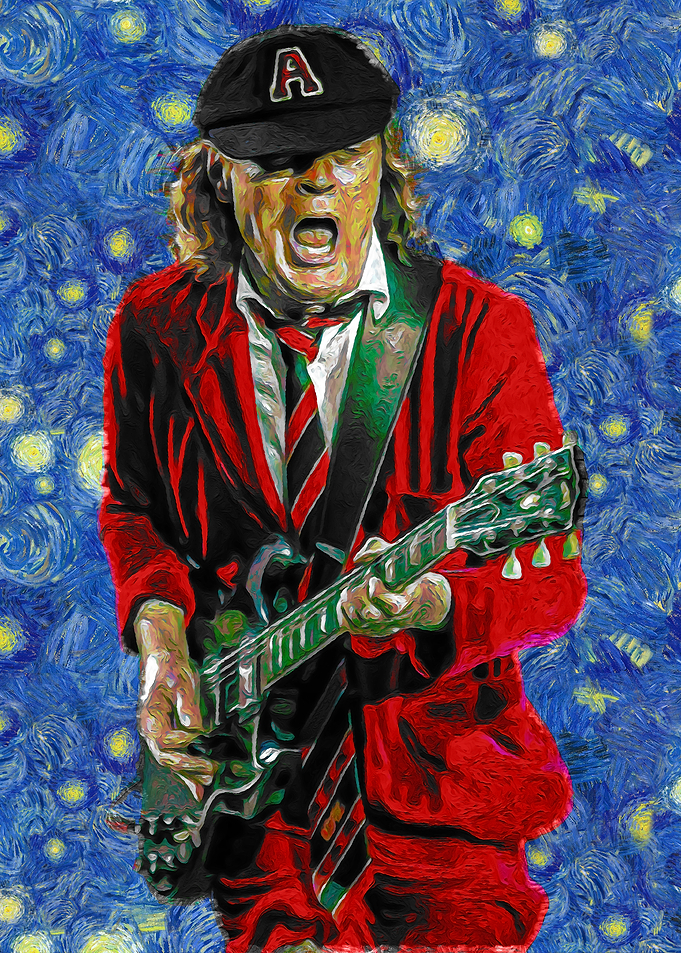 AC/DC Guitarist in Van Gogh Style