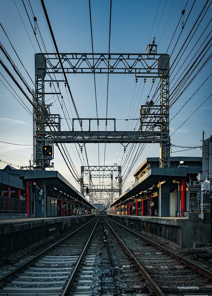 train tracks and station platform