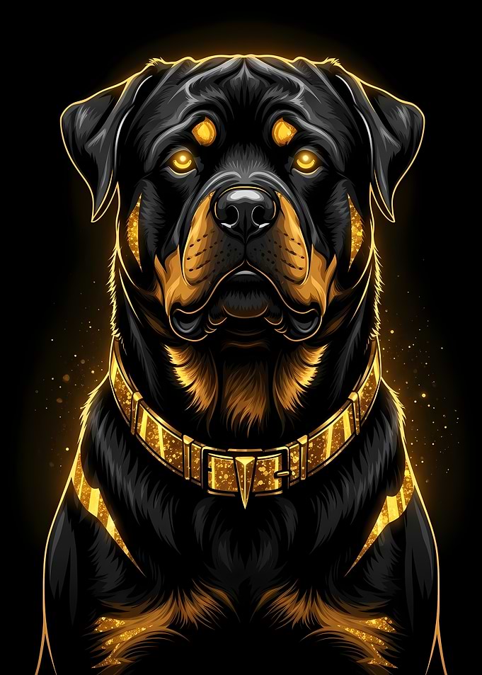 Rottweiler with Golden Details
