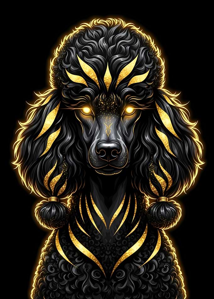 Elegant Black and Gold Poodle Portrait