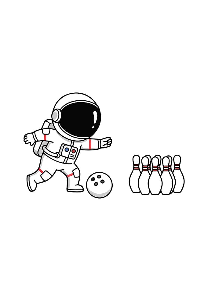 Astronaut Bowling Cartoon