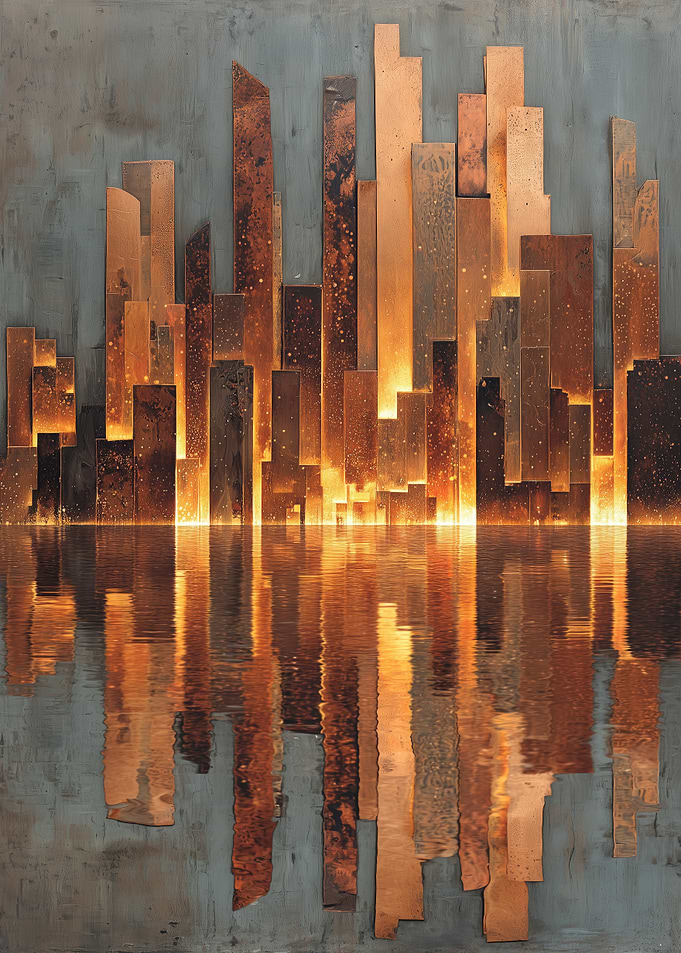 Abstract Cityscape Reflection Art