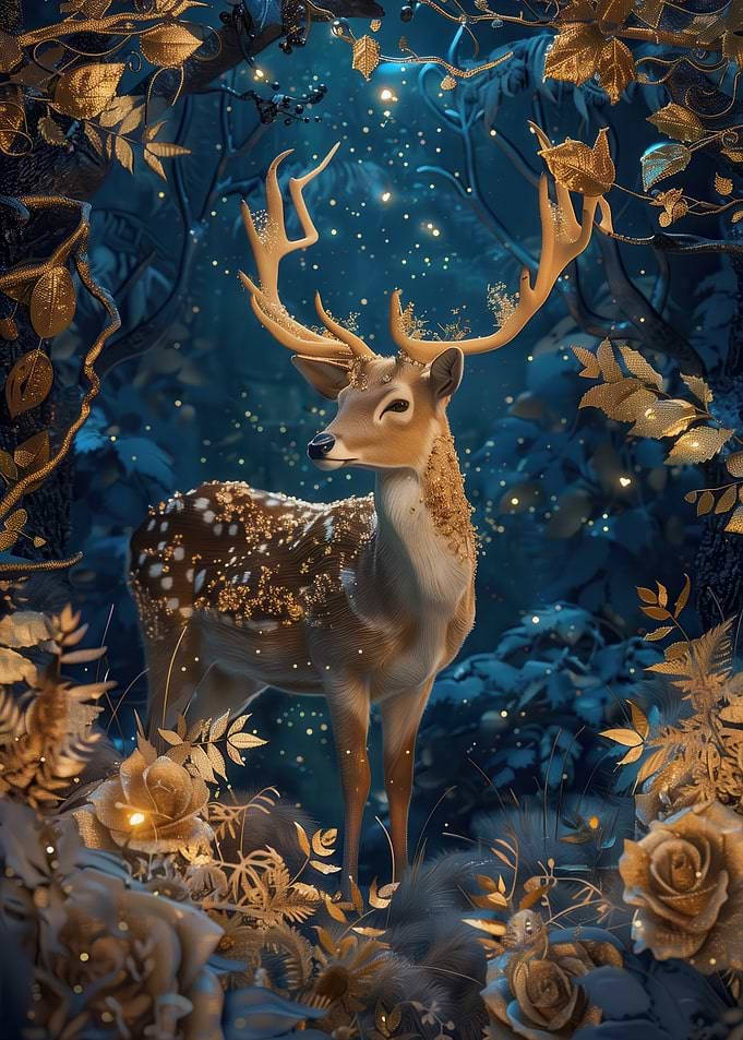 Deer in Enchanted Forest