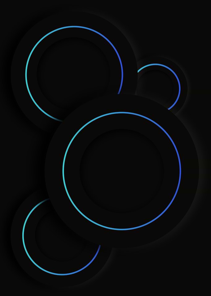 Abstract Neumorphism Dark Circles with Blue Outlines