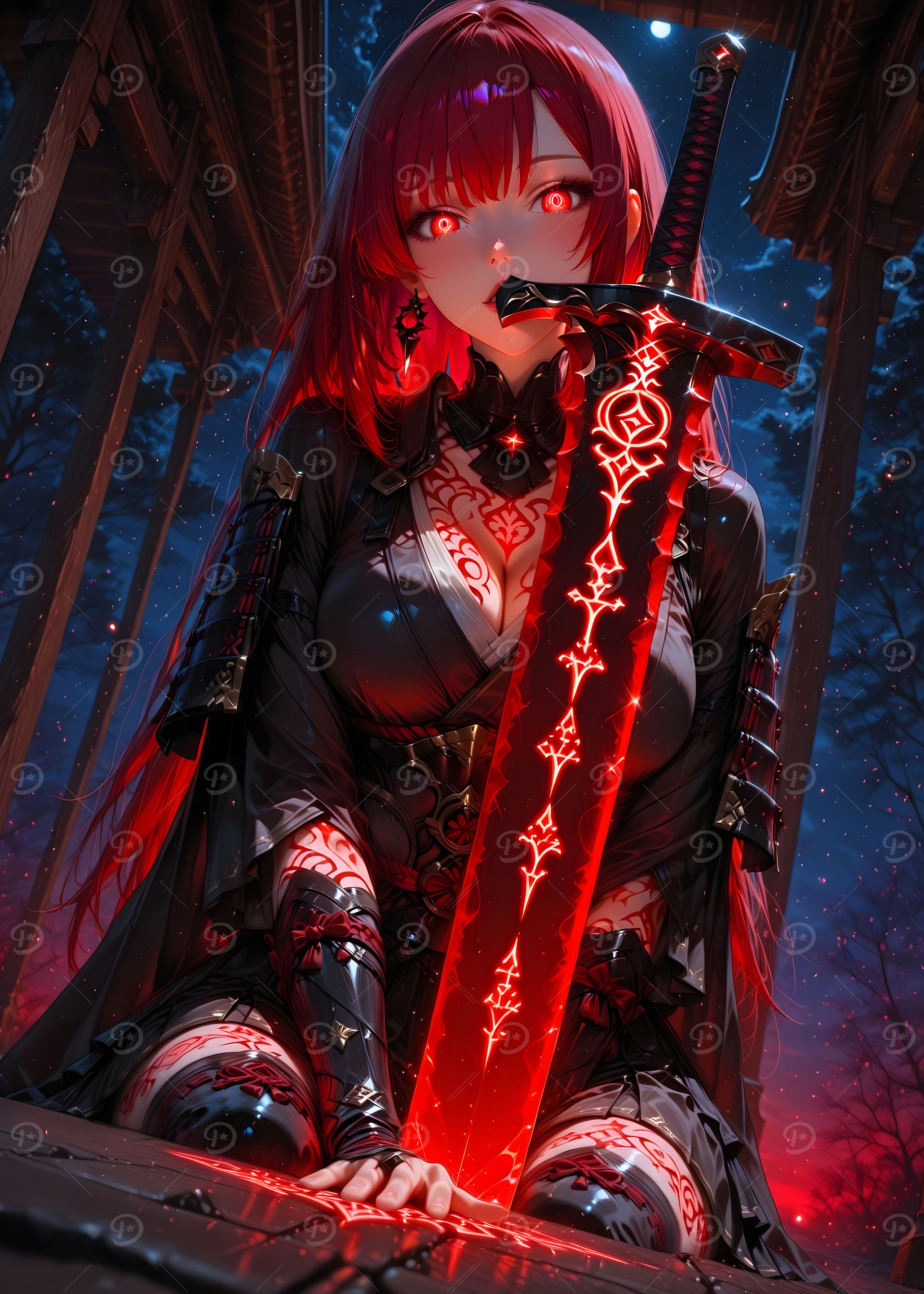 Anime Girl with Red Sword