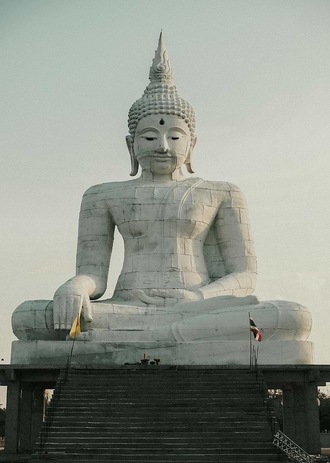Large White Buddha Statue in Thailand