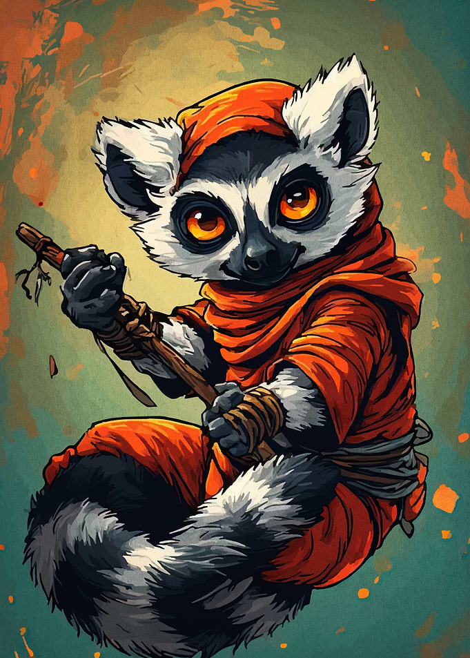 Lemur Monk Cartoon Illustration