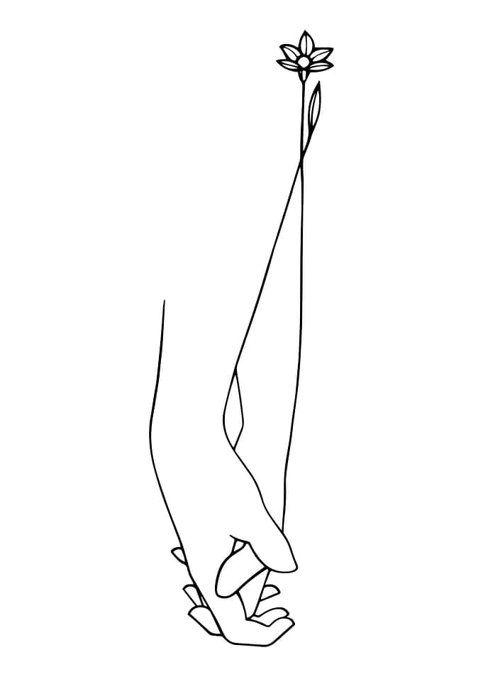 Holding Hands with Flower Line Art