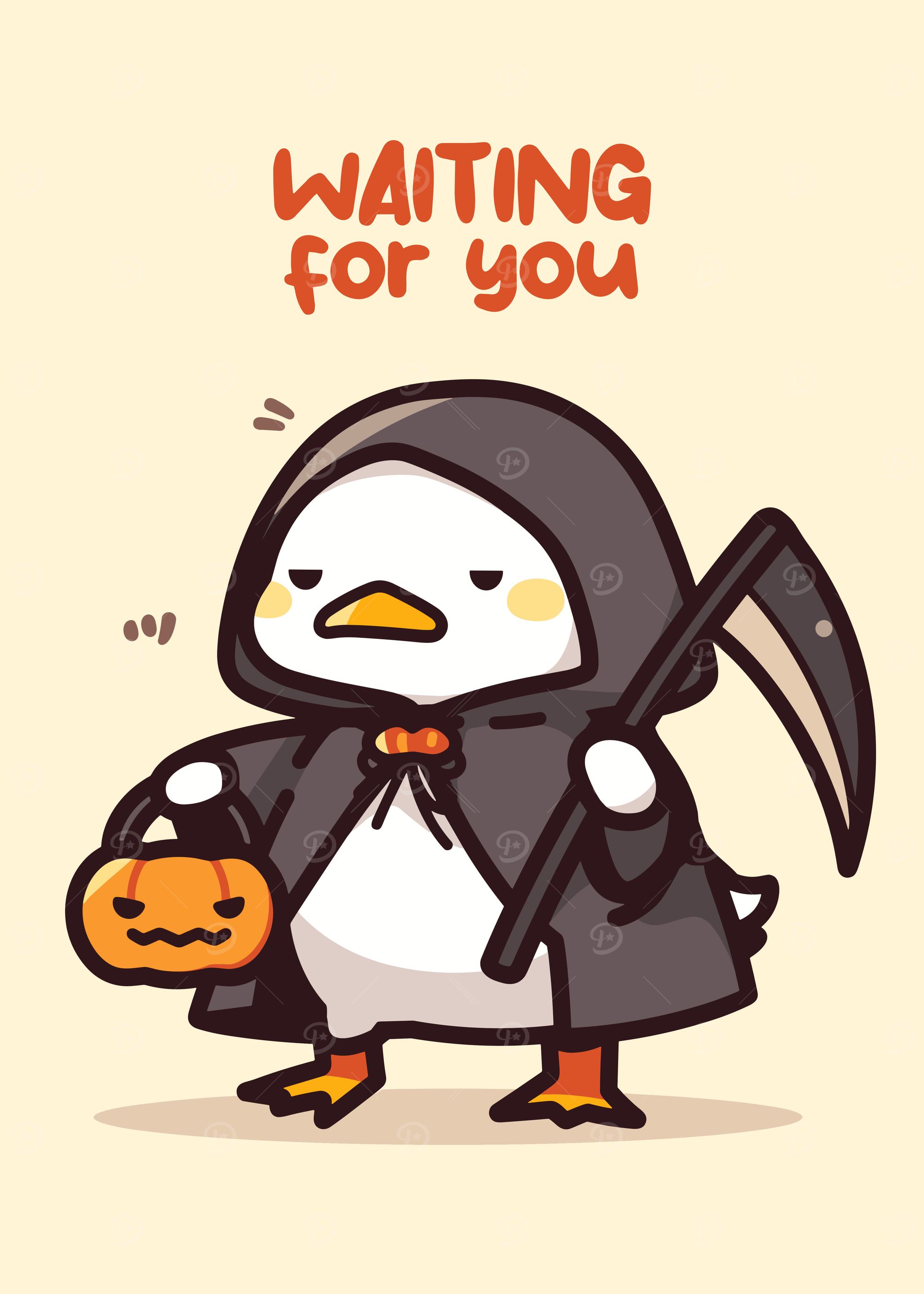 Cute Halloween Duck Grim Reaper