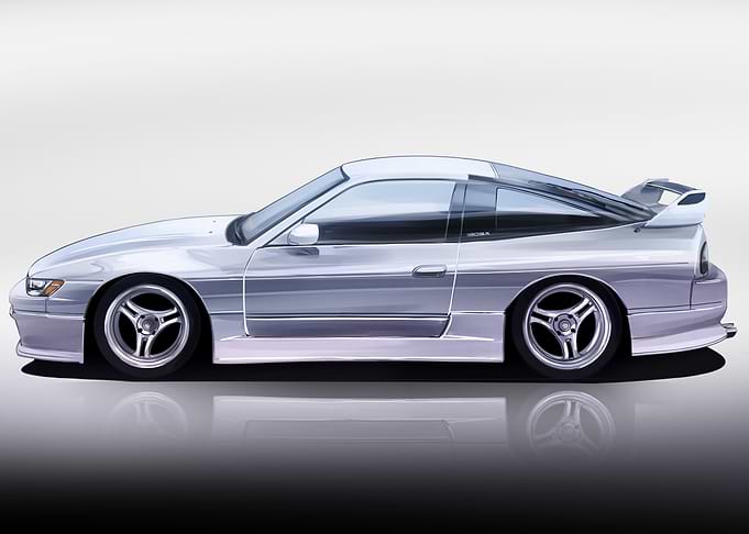 Silver Nissan 240SX Side View