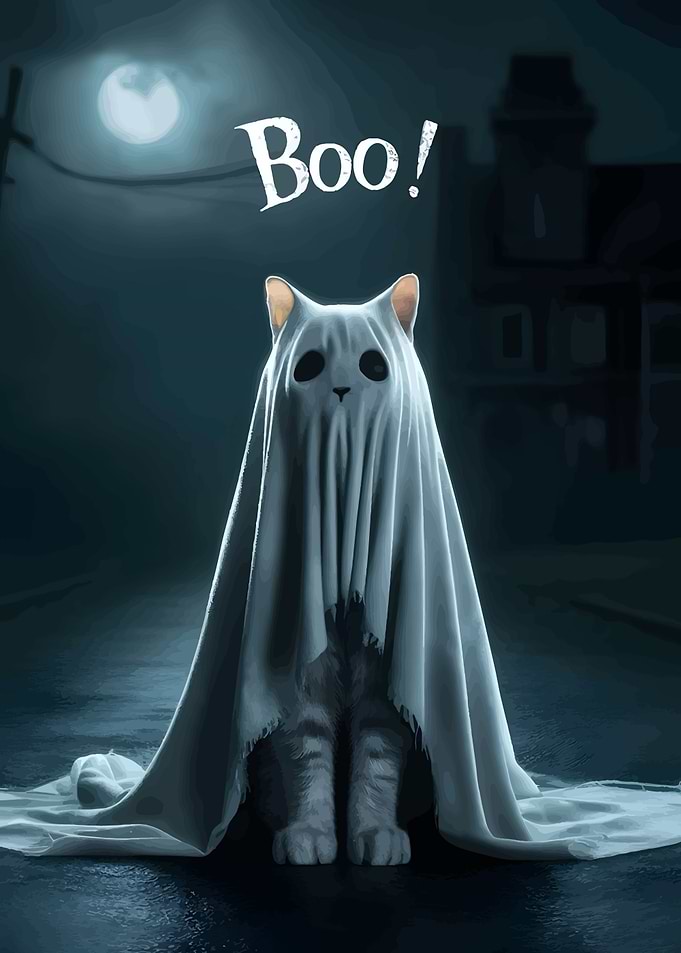 Cat Ghost Halloween Boo