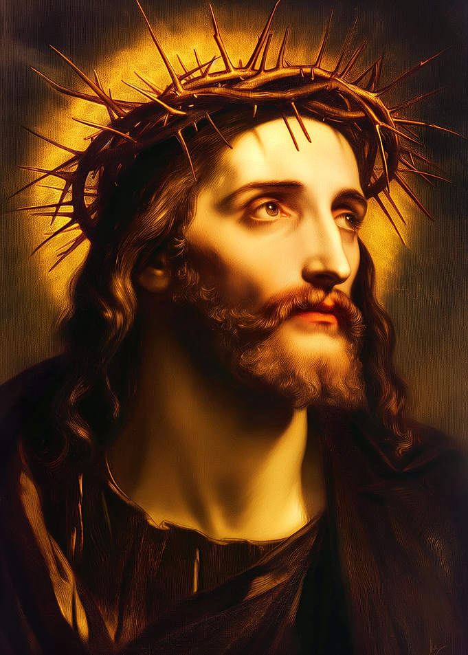 Jesus Christ Portrait with Crown of Thorns