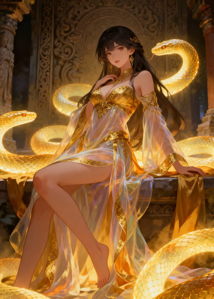 Golden Goddess with Snakes