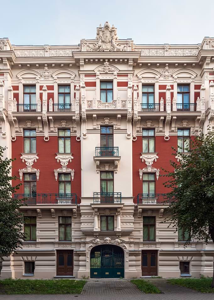 Art Nouveau Building Facade. Alberta street 6, Riga, Latvia.