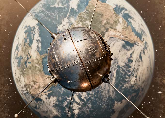 Sputnik satellite with Earth in background