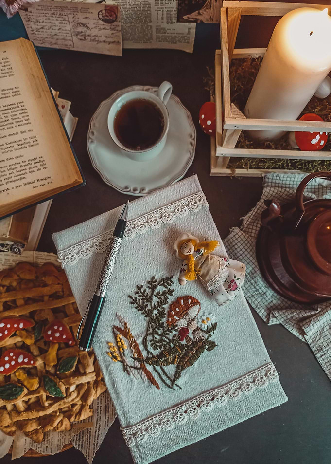 Cozy Still Life with Tea and Embroidery