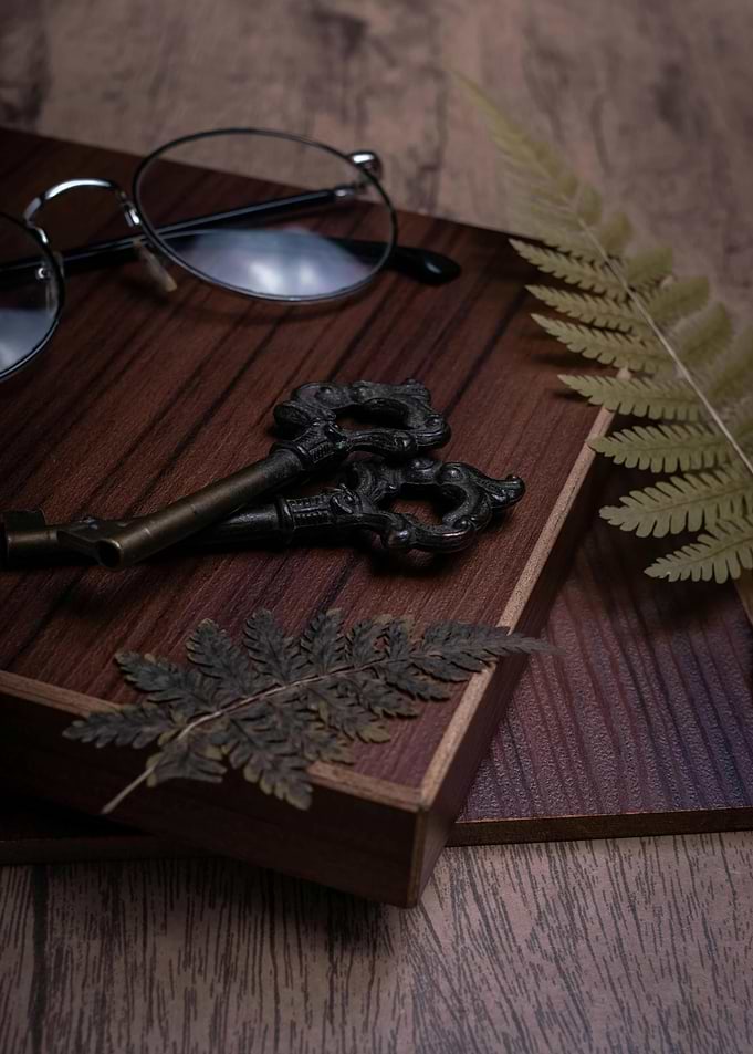 Vintage Keys and Glasses Still Life