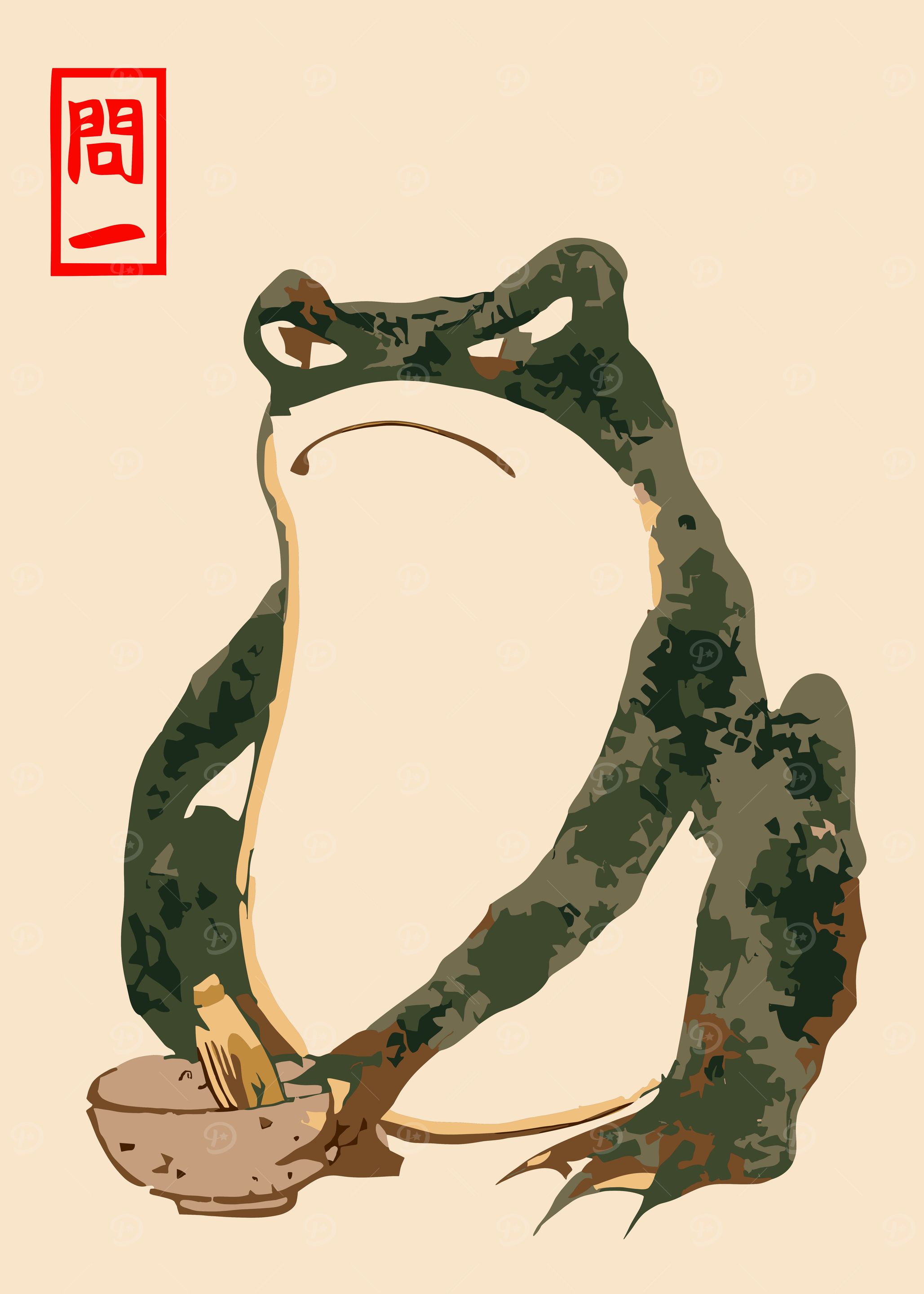Grumpy Frog with Mortar and Pestle