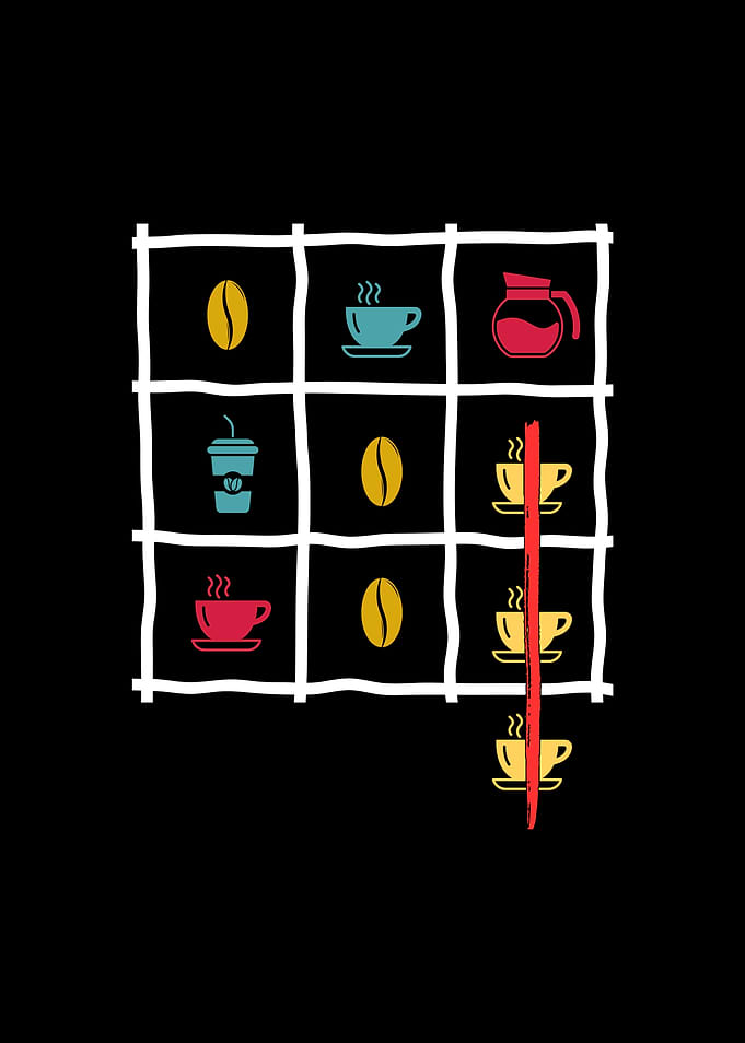 Coffee Tic-Tac-Toe Game Illustration