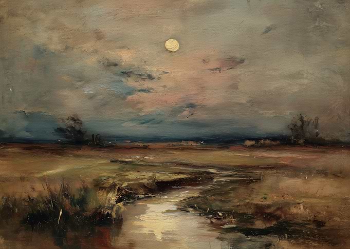 Moonlit Landscape Painting