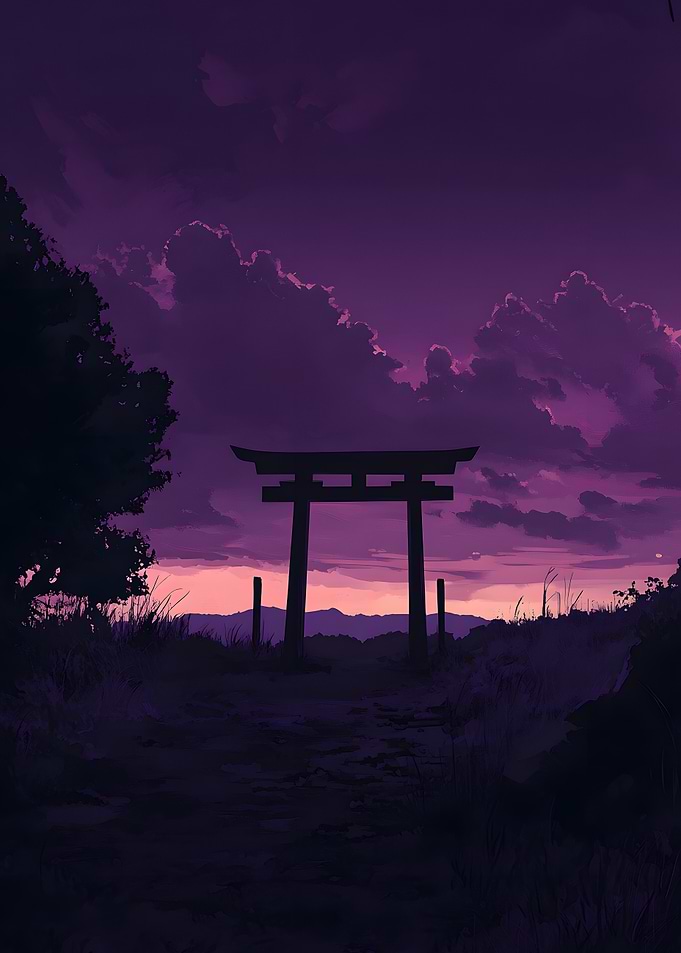Purple Torii Gate Landscape
