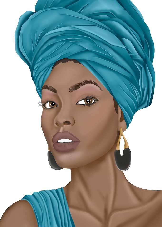 Elegant Woman with Headwrap Portrait
