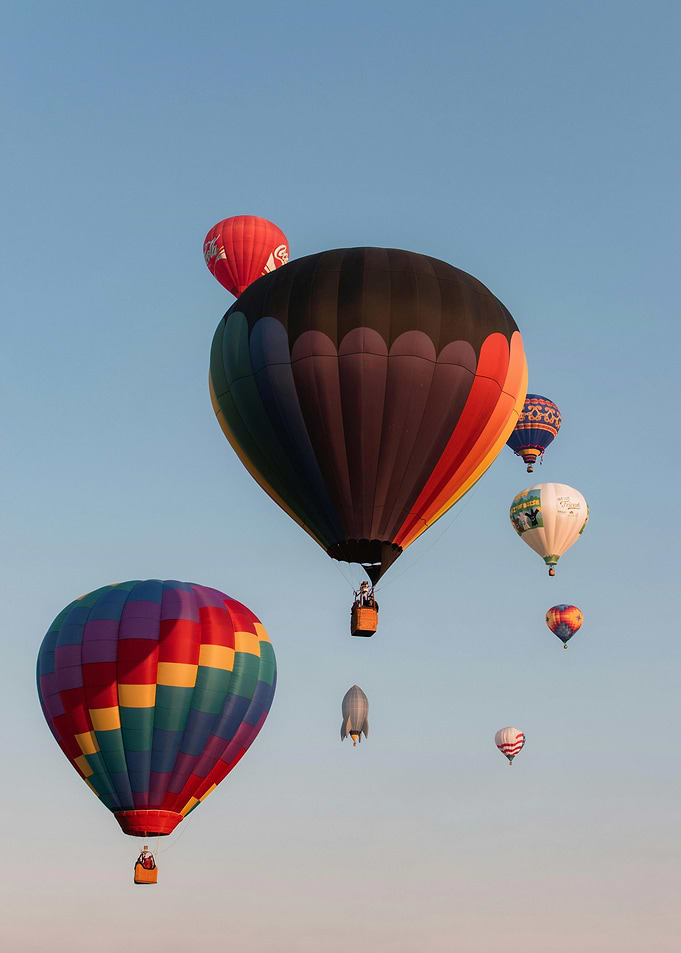 Hot Air Balloons in a Blue Sky
