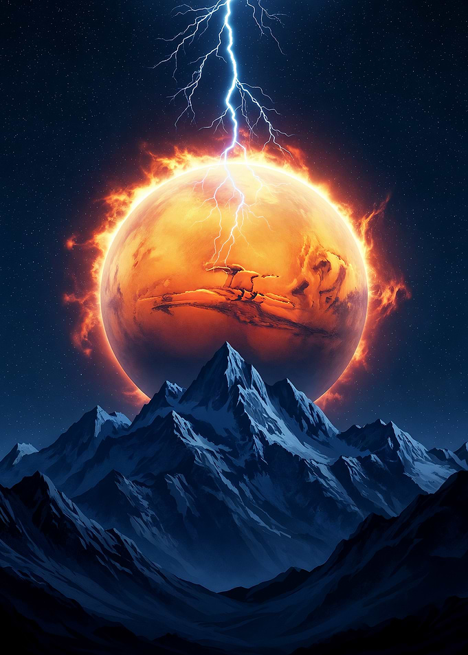 Mars over the mountains